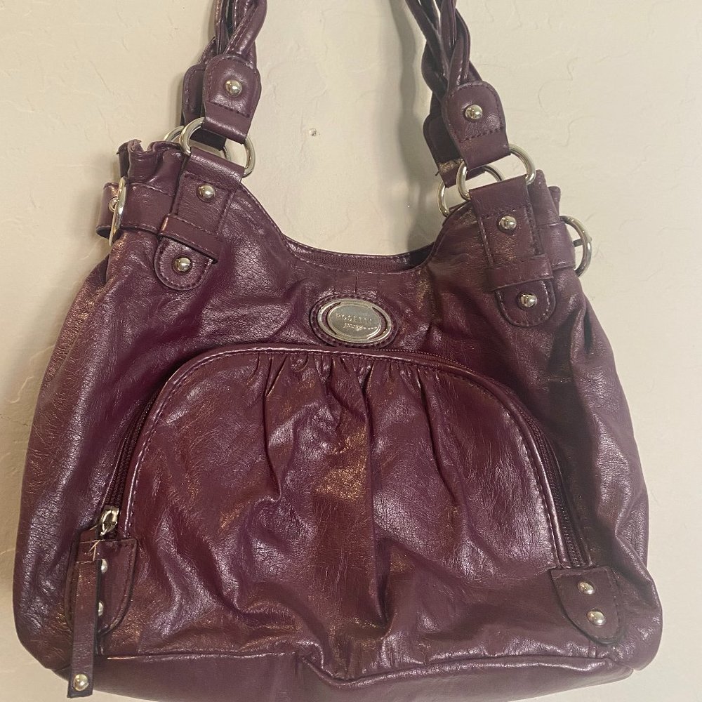 Purple Rosetti Purse with Braided Handle and Wallet